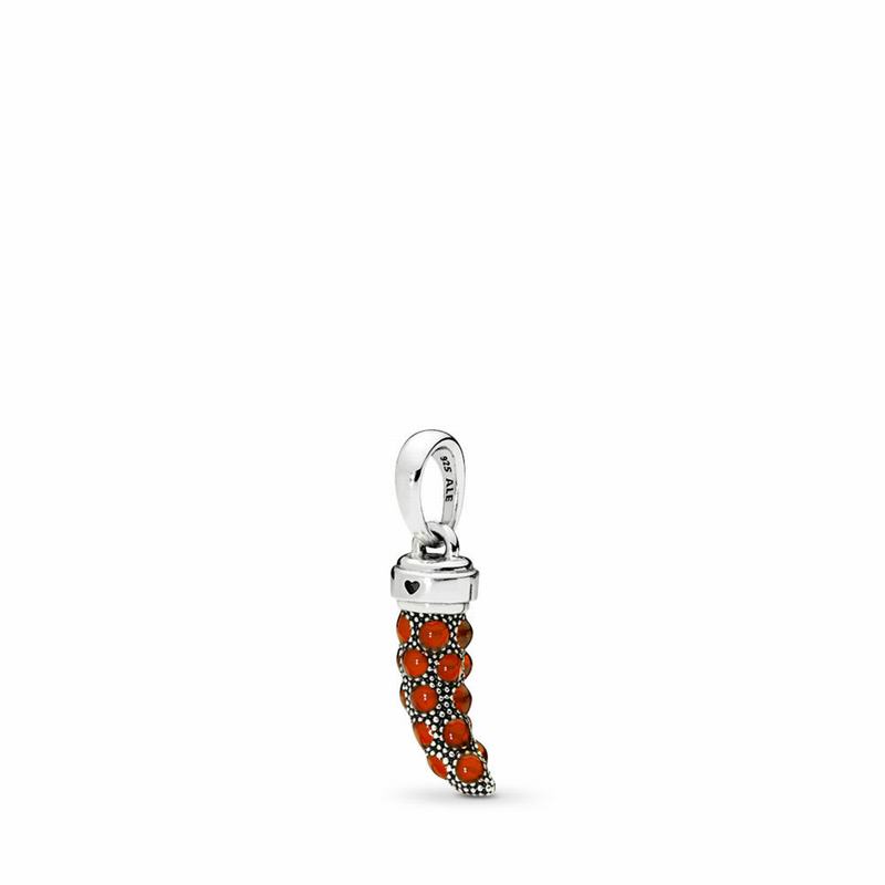 Pandora Red Italian Horn Necklace Pendant Silver Egypt TN6719254